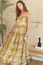 Ruffled Tiered Scoop Neck Long Cami Dress Adora